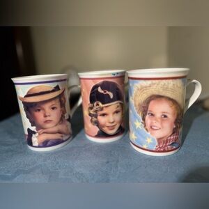 Set Of 3 Shirley Temple  Collector Mugs -danbury Mint Fin Porcelain